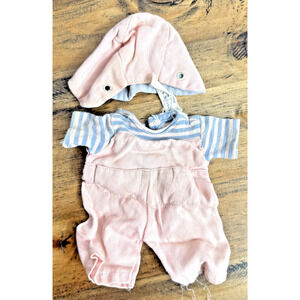 Vintage Madame Alexander Doll Pink Blue Striped Romper Jumper Outfit Hat READ